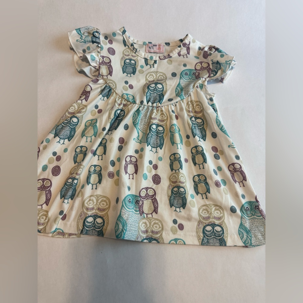 Cream 3T Pete + Lucy Owl Print Casual Dress